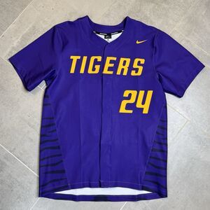 LSU Tigers Baseball Jersey Nike Dri-Fit Men’s Large Purple Yellow SEC NCAA